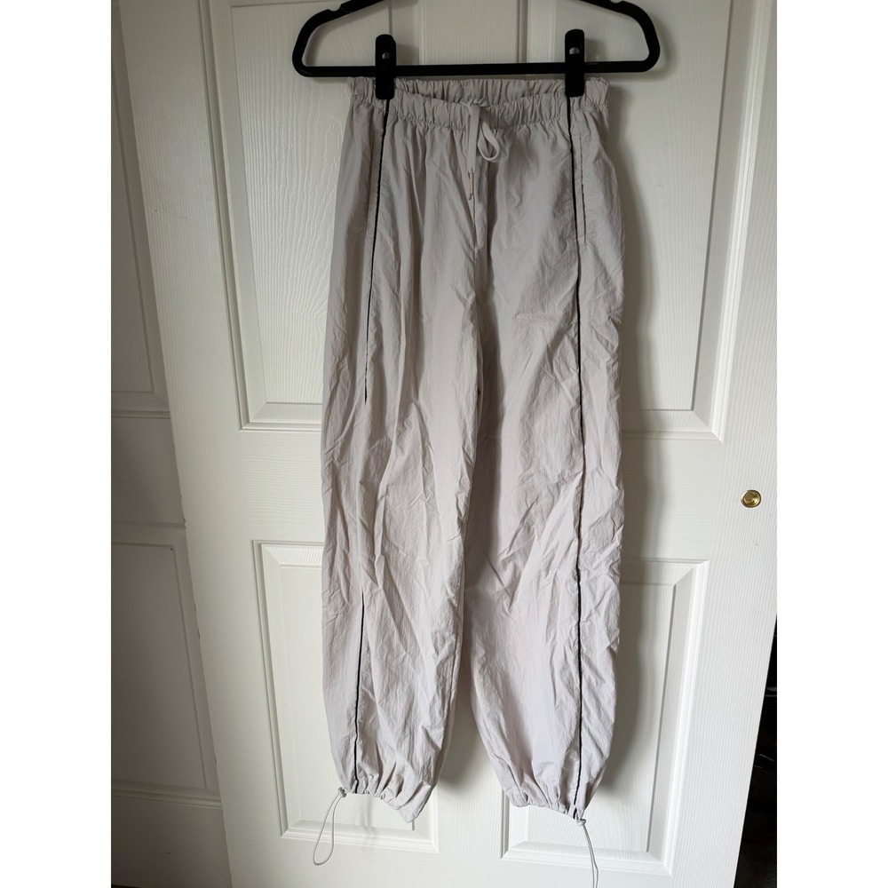 Gilly Hicks Womens XS Taupe Nylon Parachute Pants Baggy Joggers Bungee Ankle